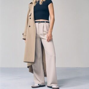 Abercrombie & Fitch Sloan High Rise Cream Wide-Leg Pants